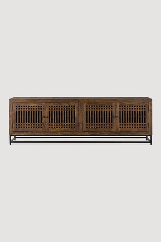 Meuble TV 4 portes en acacia - 200 x 65 x 45 cm