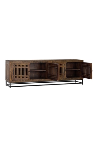 Meuble TV 4 portes en acacia - 200 x 65 x 45 cm
