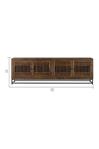 Meuble TV 4 portes en acacia - 200 x 65 x 45 cm