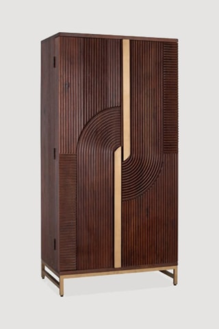 Meuble bar 2 portes en manguier massif - 91 x 179 x 53cm