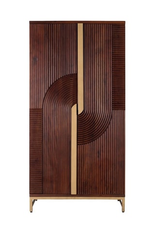 Meuble bar 2 portes en manguier massif - 91 x 179 x 53cm