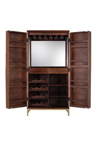 Meuble bar 2 portes en manguier massif - 91 x 179 x 53cm