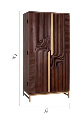 Meuble bar 2 portes en manguier massif - 91 x 179 x 53cm