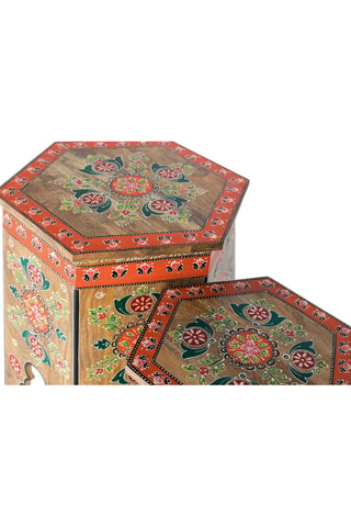 2 tabourets en manguier - 37 x 42 x 42 / 48 x 50 x 48 cm