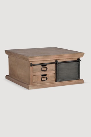 Table basse 1 porte en manguier - 90 x 90 x 45 cm