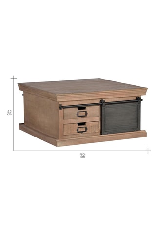 Table basse 1 porte en manguier - 90 x 90 x 45 cm