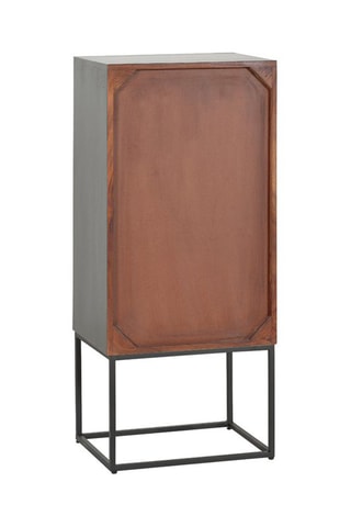 Chiffonnier 4 tiroirs - Gris et marron - Structure en bois de manguier - 45 x 35 x 105 cm