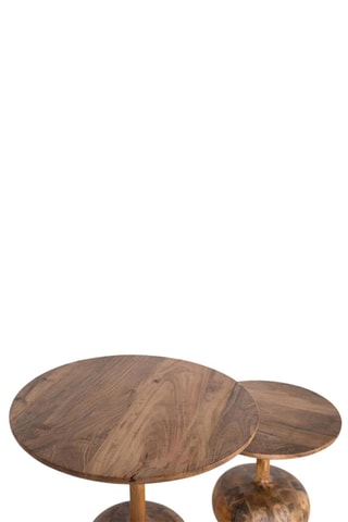2 tables d’appoint gigognes en manguier massif - 60 x 70 x 70 cm / 44 x 50 x 50 cm