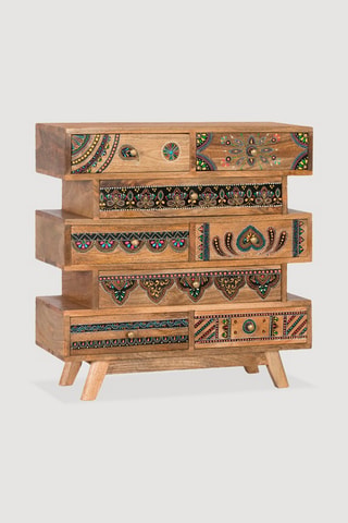 Commode 8 tiroirs en manguier - 66 x 65 x 25 cm