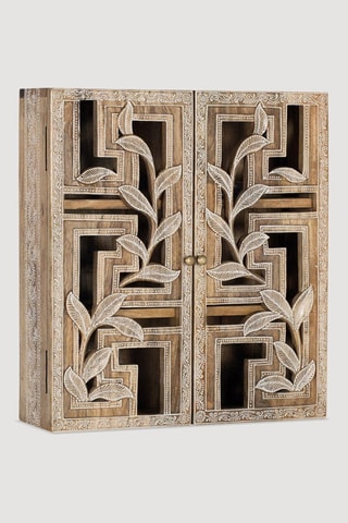 Etagère murale 2 portes - Naturel - 50 x 56 x 15 cm