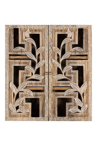 Etagère murale 2 portes - Naturel - 50 x 56 x 15 cm