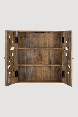 Etagère murale 2 portes - Naturel - 50 x 56 x 15 cm