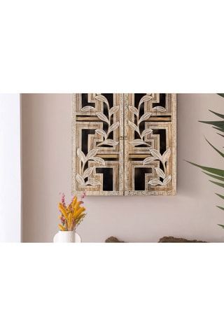 Etagère murale 2 portes - Naturel - 50 x 56 x 15 cm