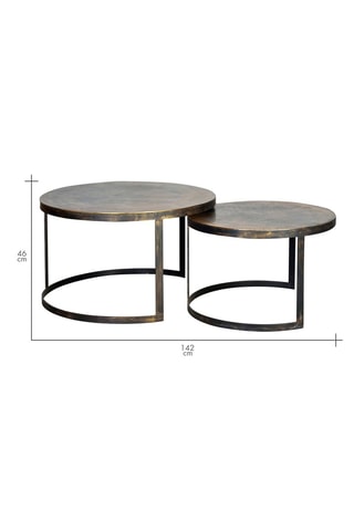2 tables gigognes en bronze - 76 x 76 x 46 cm / 66 x 66 x 41 cm