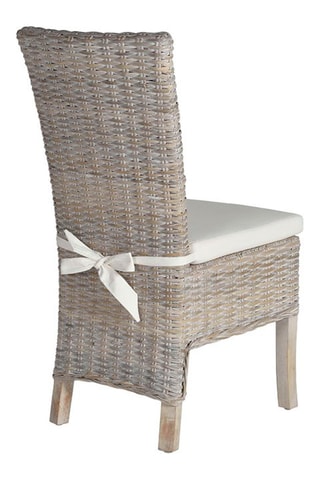 2 chaises -  Naturel et blanc - Structure en bois - Assise et dossier en rotin