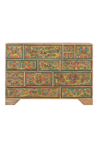 Commode 14 tiroirs en manguier - 116 x 80 x 36 cm