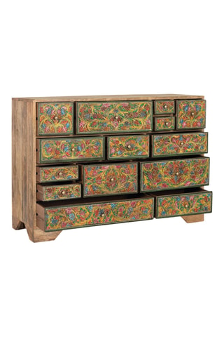Commode 14 tiroirs en manguier - 116 x 80 x 36 cm