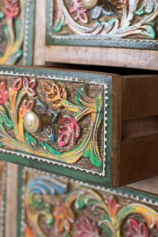 Commode 14 tiroirs en manguier - 116 x 80 x 36 cm