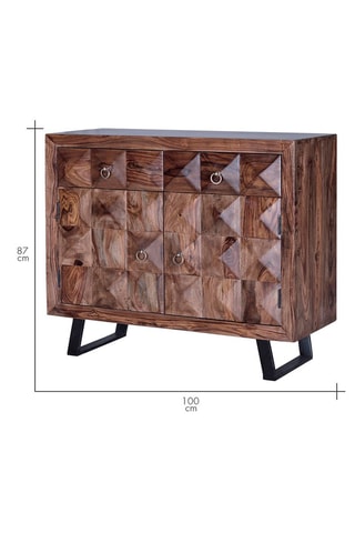 Buffet 2 portes en bois de palissandre - 100 x 40 x 87 cm
