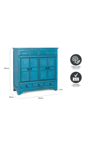 Buffet 4 portes en manguier - 110 x 110 x 400 cm