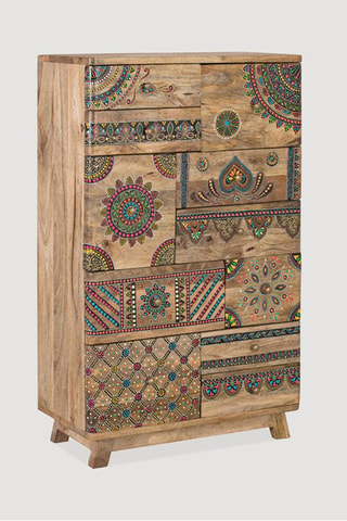 Commode 11 tiroirs en bois - Naturel - 60 x 98 x 30 cm