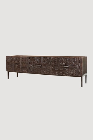 Meuble TV 3 tiroirs en bois - 150 x 55 x 40 cm