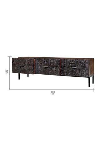Meuble TV 3 tiroirs en bois - 150 x 55 x 40 cm
