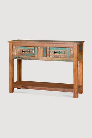 Console 2 tiroirs en bois recyclé - 106 x 76 x 33 cm