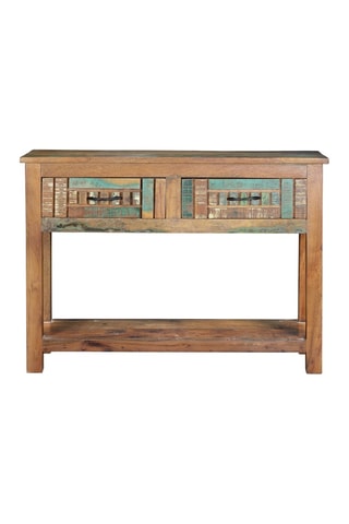Console 2 tiroirs en bois recyclé - 106 x 76 x 33 cm