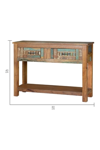 Console 2 tiroirs en bois recyclé - 106 x 76 x 33 cm