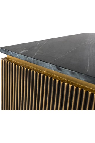 Table basse en manguier, marbre et bronze - 90 x 41 x 90 cm