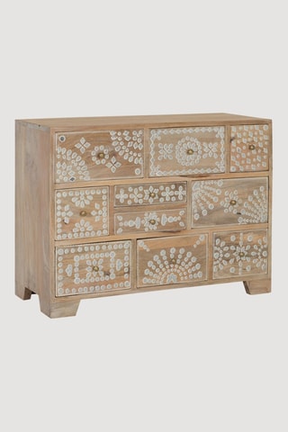 Commode 10 tiroirs en bois de manguier - Naturel - 81 x 60 x 33 cm