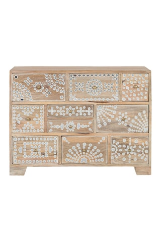 Commode 10 tiroirs en bois de manguier - Naturel - 81 x 60 x 33 cm