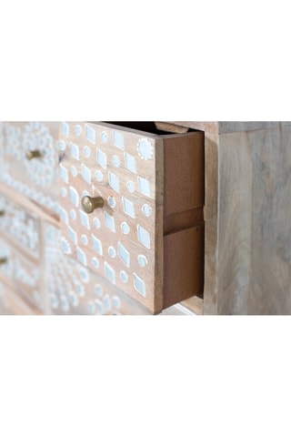 Commode 10 tiroirs en bois de manguier - Naturel - 81 x 60 x 33 cm