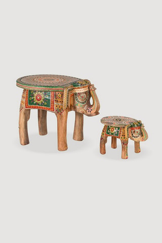 2 tables d'appoint en manguier - 35 x 48 x 35 cm et 18 x 19 x 27 cm