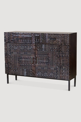 Buffet 2 portes en bois - Noir - 100 x 40 x 77 cm