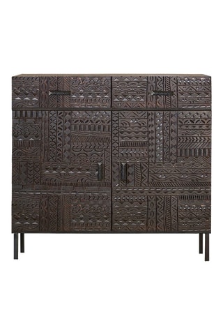 Buffet 2 portes en bois - Noir - 100 x 40 x 77 cm