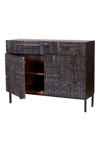 Buffet 2 portes en bois - Noir - 100 x 40 x 77 cm