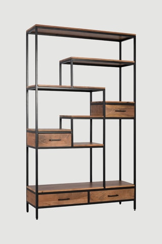 Bibliothèque 4 tiroirs en manguier - 182 x 115 x 35 cm