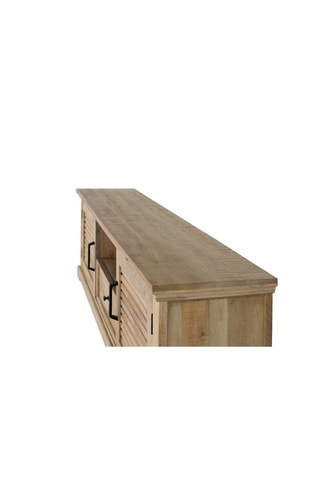 Meuble TV 2 portes  -  Naturel - 40 x 60 x 170 cm - Structure en bois de manguier