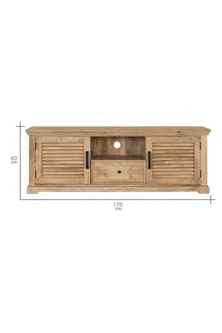 Meuble TV 2 portes  -  Naturel - 40 x 60 x 170 cm - Structure en bois de manguier