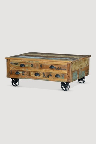 Table basse 2 abattants en bois de manguier - 110 x 70 x 42 cm