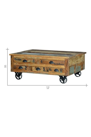 Table basse 2 abattants en bois de manguier - 110 x 70 x 42 cm