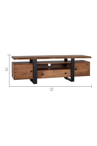 Meuble TV 2 portes en bois - 170 x 45 x 55 cm