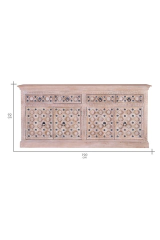 Buffet 4 portes en manguier - 190 x 92 x 40 cm