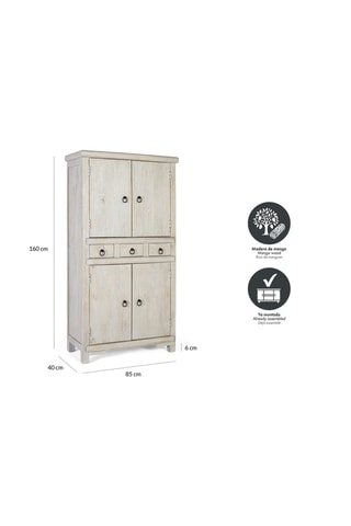 Buffet 4 portes en manguier - 85 x 160 x 40 cm