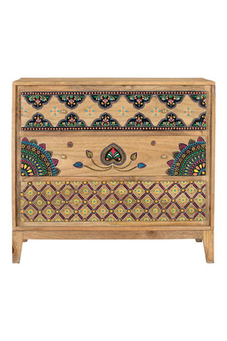 Commode 3 tiroirs en manguier - 91 x 82 x 40 cm