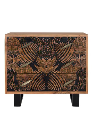 Commode 3 tiroirs en acacia - 83 x 93 x 93 cm