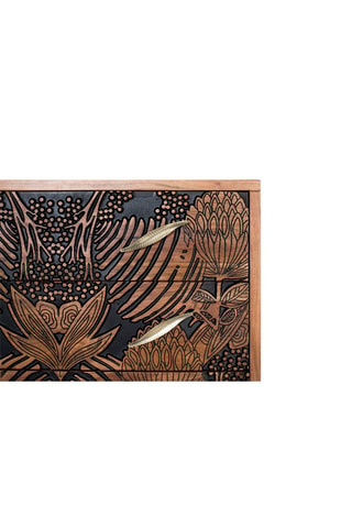 Commode 3 tiroirs en acacia - 83 x 93 x 93 cm