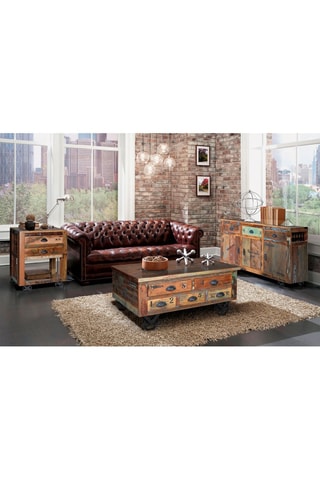 Table basse 2 abattants en bois recyclé - 50 x 60 x 40cm